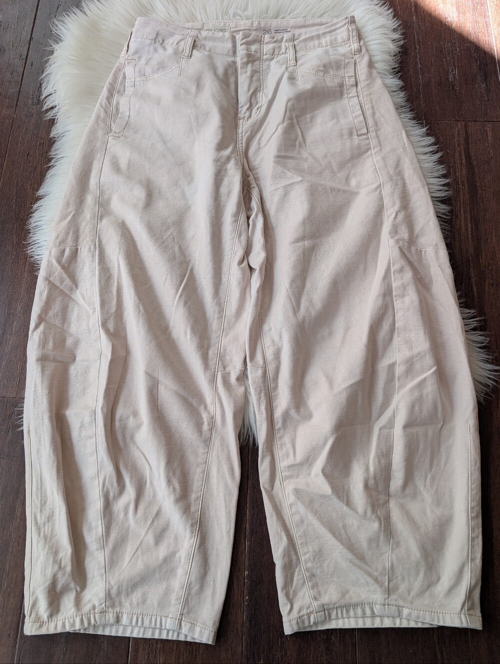 Anthropologie Pilcro White Barrel Leg Wide Jeans Pants Size 26